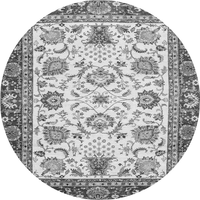 Round Machine Washable Abstract Gray Modern Rug, wshabs3239gry