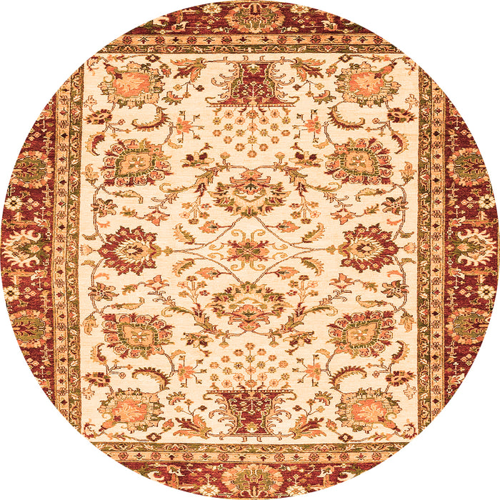 Round Abstract Orange Modern Rug, abs3239org