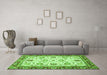 Machine Washable Abstract Green Modern Area Rugs in a Living Room,, wshabs3239grn