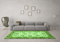 Machine Washable Abstract Green Modern Rug, wshabs3239grn