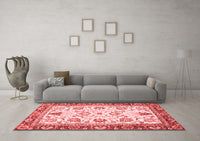 Machine Washable Abstract Red Modern Rug, wshabs3239red