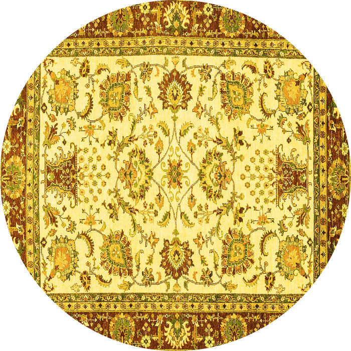 Round Machine Washable Abstract Yellow Modern Rug, wshabs3239yw