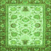 Square Abstract Green Modern Rug, abs3239grn