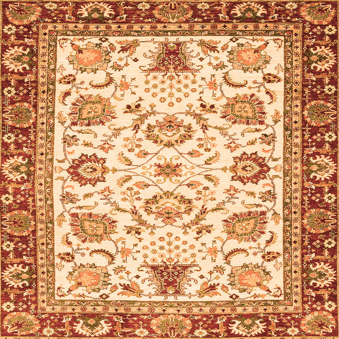 Square Machine Washable Abstract Orange Modern Area Rugs, wshabs3239org