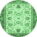 Round Abstract Emerald Green Modern Rug, abs3239emgrn