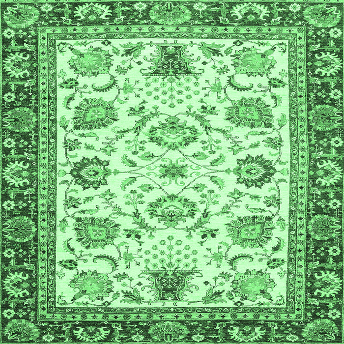 Square Machine Washable Abstract Emerald Green Modern Area Rugs, wshabs3239emgrn