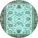 Round Machine Washable Abstract Light Blue Modern Rug, wshabs3239lblu