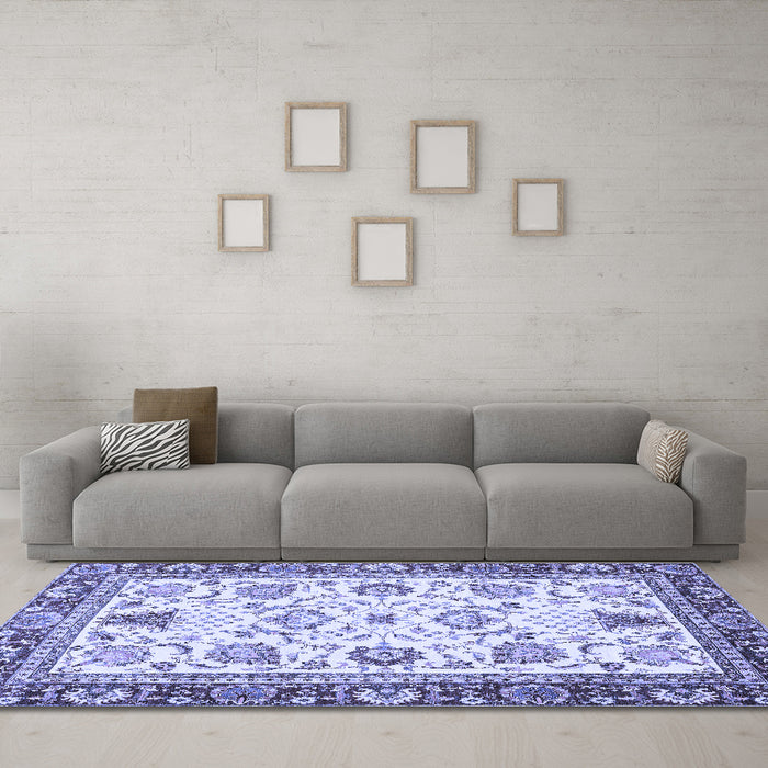 Machine Washable Abstract Blue Modern Rug in a Living Room, wshabs3239blu