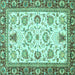 Square Machine Washable Abstract Turquoise Modern Area Rugs, wshabs3239turq