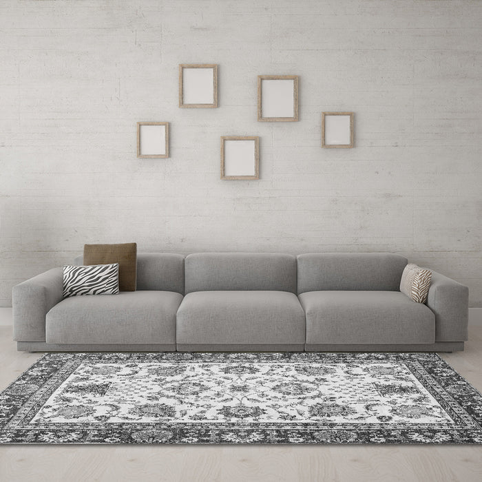 Machine Washable Abstract Gray Modern Rug in a Living Room,, wshabs3239gry