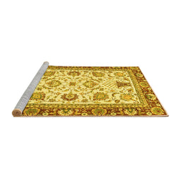 Sideview of Machine Washable Abstract Yellow Modern Rug, wshabs3239yw