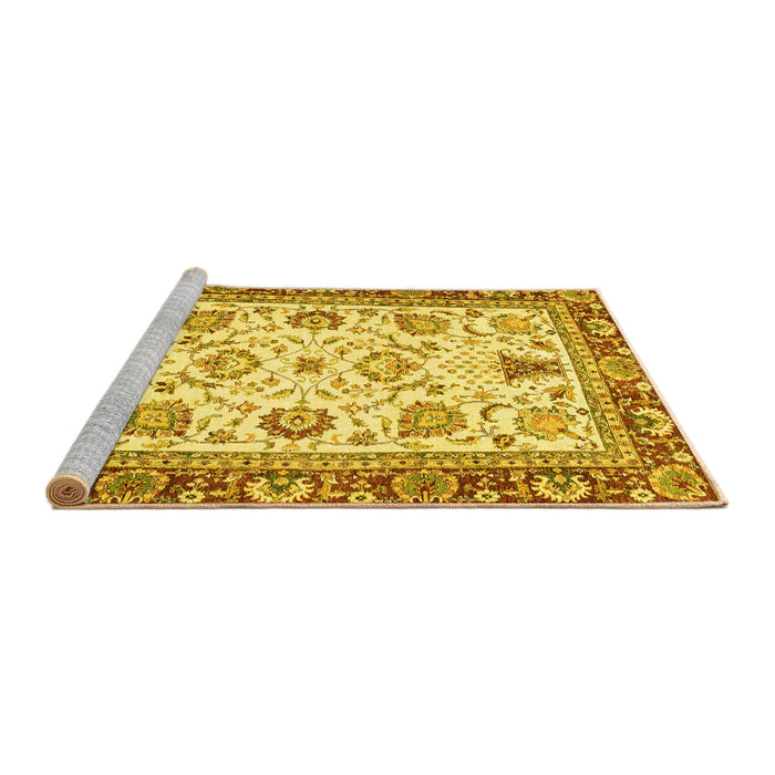 Sideview of Machine Washable Abstract Yellow Modern Rug, wshabs3239yw
