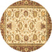 Round Abstract Brown Modern Rug, abs3239brn