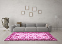 Machine Washable Abstract Pink Modern Rug, wshabs3239pnk