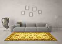 Machine Washable Abstract Yellow Modern Rug, wshabs3239yw