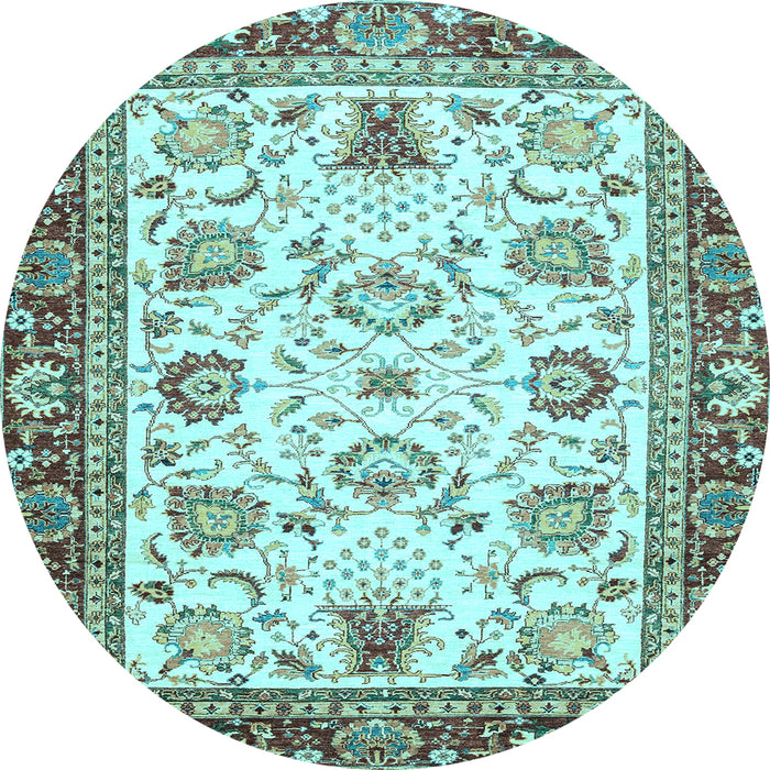 Round Abstract Light Blue Modern Rug, abs3239lblu