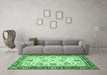 Machine Washable Abstract Emerald Green Modern Area Rugs in a Living Room,, wshabs3239emgrn