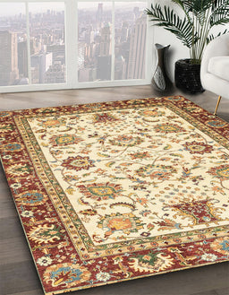 Machine Washable Abstract Red Rug in a Family Room, wshabs3239