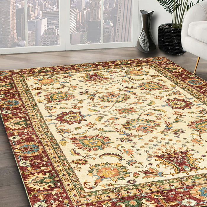 Machine Washable Abstract Red Rug in a Family Room, wshabs3239