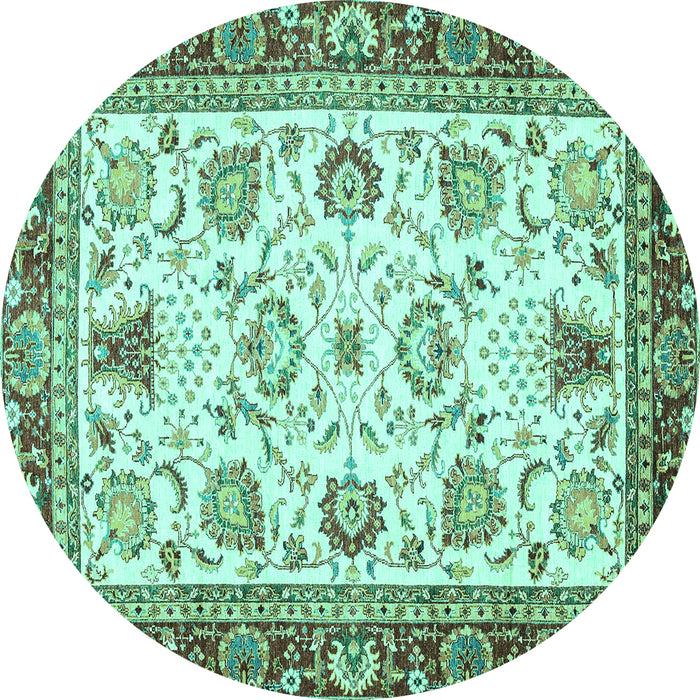 Round Abstract Turquoise Modern Rug, abs3239turq