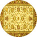 Round Abstract Yellow Modern Rug, abs3239yw