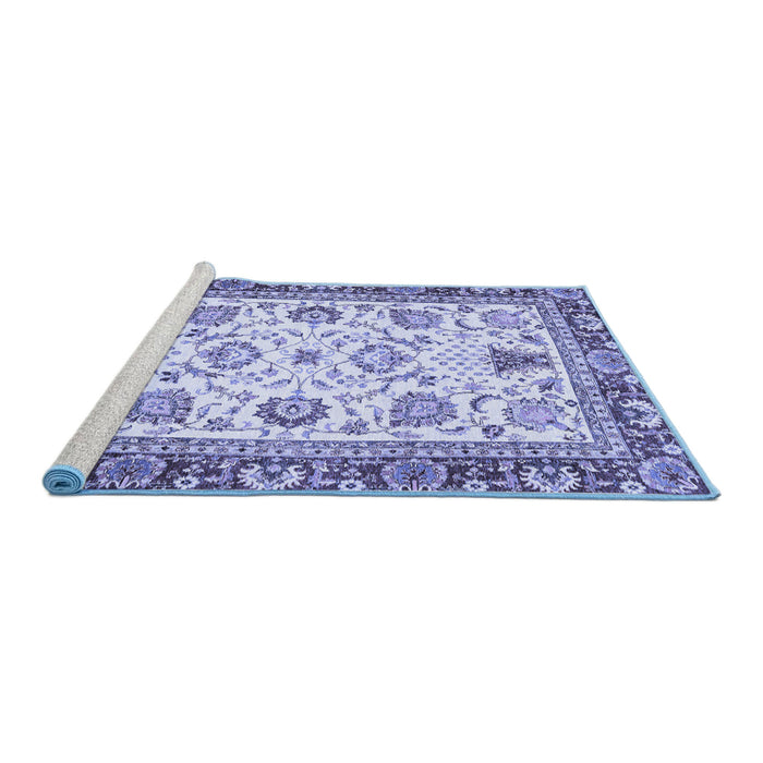 Sideview of Machine Washable Abstract Blue Modern Rug, wshabs3239blu