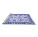 Sideview of Machine Washable Abstract Blue Modern Rug, wshabs3239blu