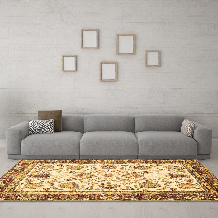 Machine Washable Abstract Brown Modern Rug in a Living Room,, wshabs3239brn