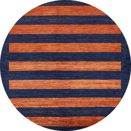 Round Abstract Chestnut Brown Modern Rug, abs323