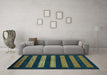 Machine Washable Abstract Turquoise Modern Area Rugs in a Living Room,, wshabs323turq