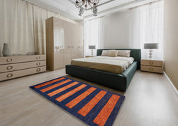 Abstract Chestnut Brown Modern Rug in a Bedroom, abs323