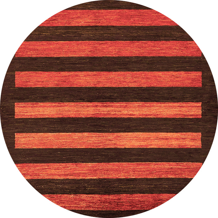 Round Machine Washable Abstract Orange Modern Area Rugs, wshabs323org