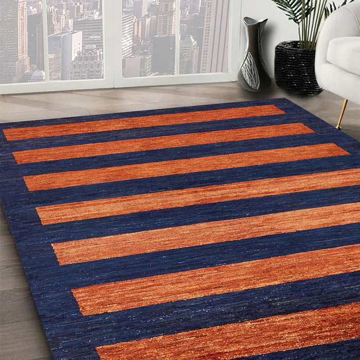 Abstract Chestnut Brown Modern Rug in Family Room, abs323