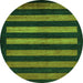 Round Abstract Green Modern Rug, abs323grn