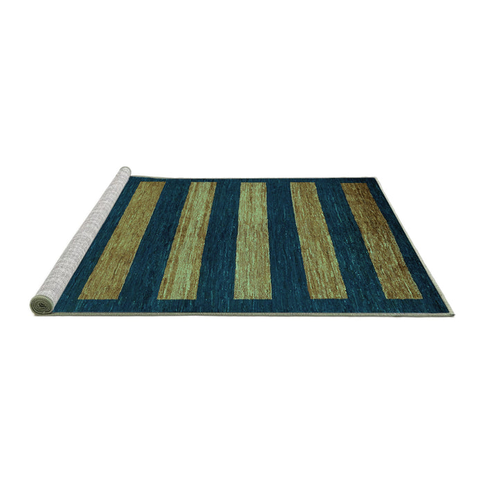 Sideview of Machine Washable Abstract Turquoise Modern Area Rugs, wshabs323turq