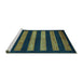 Sideview of Machine Washable Abstract Turquoise Modern Area Rugs, wshabs323turq