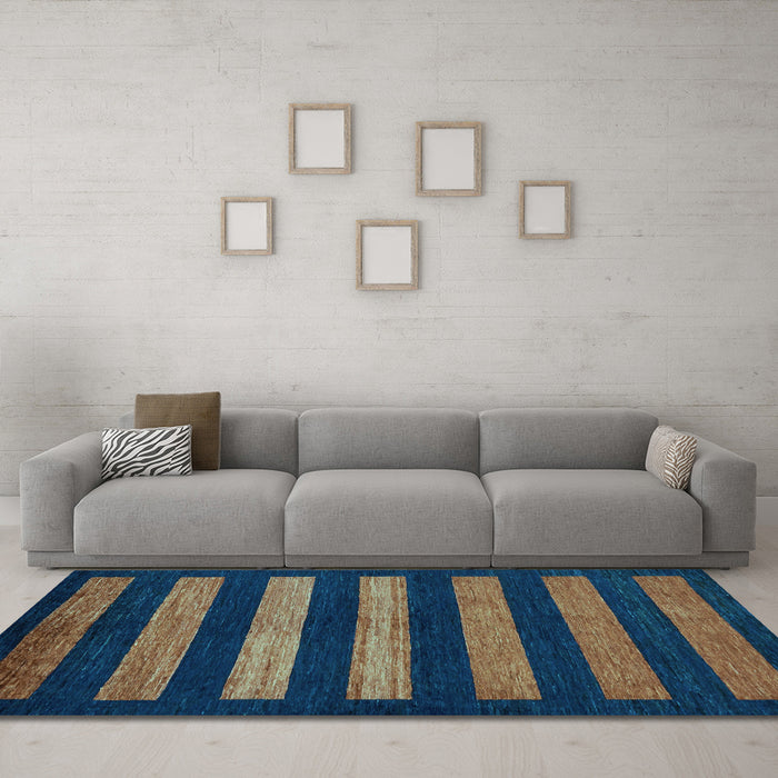 Machine Washable Abstract Light Blue Modern Rug in a Living Room, wshabs323lblu