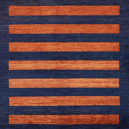 Square Abstract Chestnut Brown Modern Rug, abs323