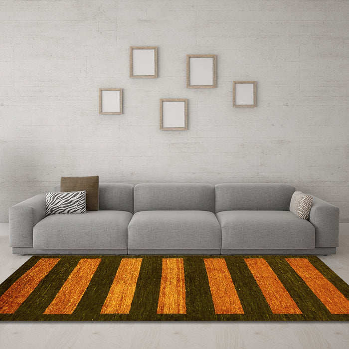 Machine Washable Abstract Yellow Modern Rug in a Living Room, wshabs323yw