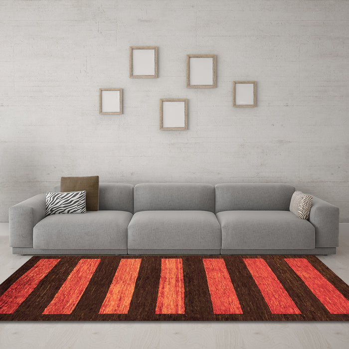 Machine Washable Abstract Orange Modern Area Rugs in a Living Room, wshabs323org