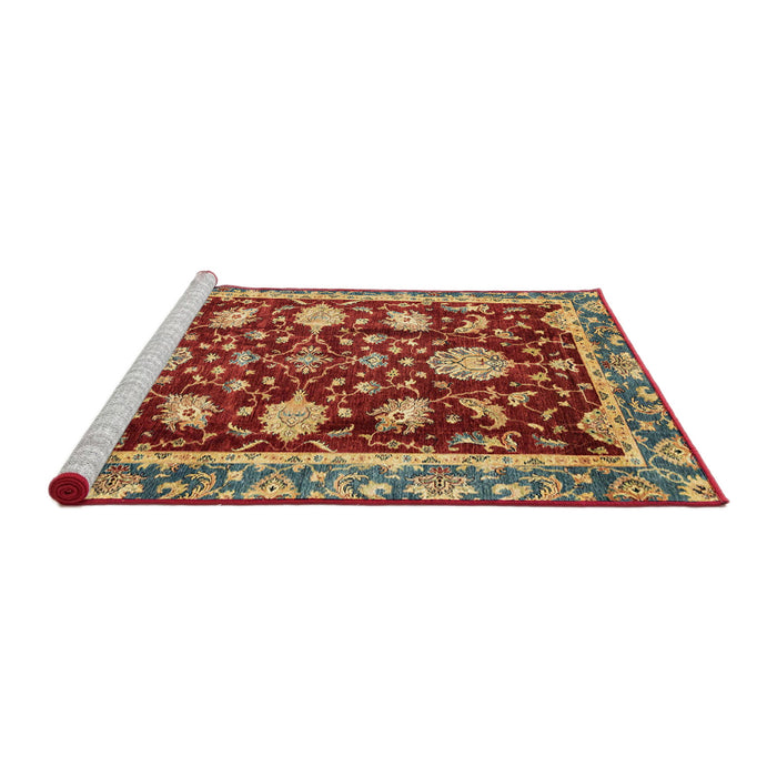 Sideview of Machine Washable Abstract Red Rug, wshabs3240