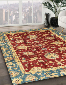 Abstract Red Modern Rug in Family Room, abs3240