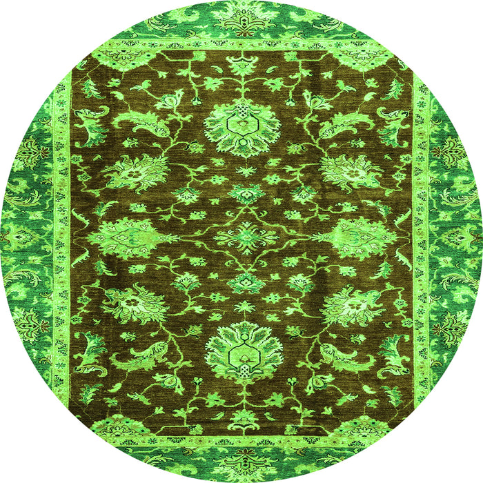 Round Machine Washable Abstract Green Modern Area Rugs, wshabs3240grn
