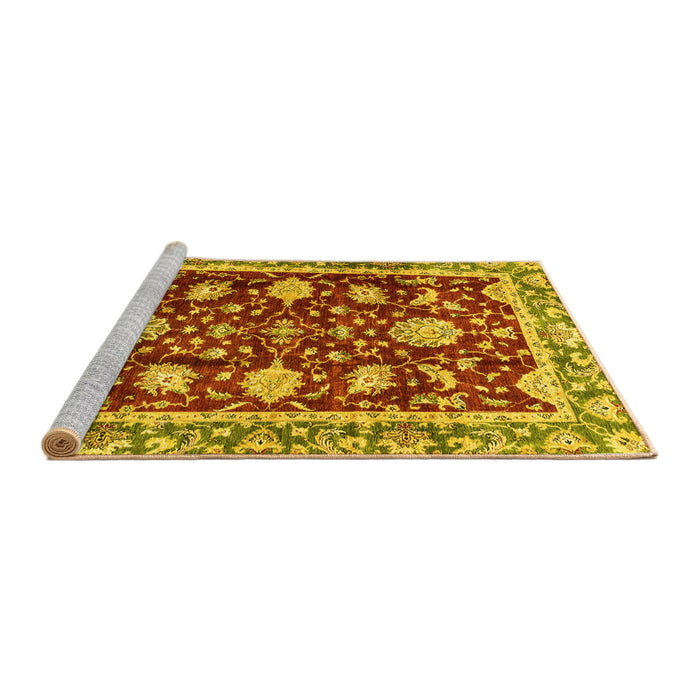 Sideview of Machine Washable Abstract Yellow Modern Rug, wshabs3240yw