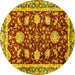 Round Machine Washable Abstract Yellow Modern Rug, wshabs3240yw