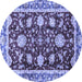 Round Abstract Blue Modern Rug, abs3240blu