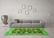 Machine Washable Abstract Green Modern Area Rugs in a Living Room,, wshabs3240grn