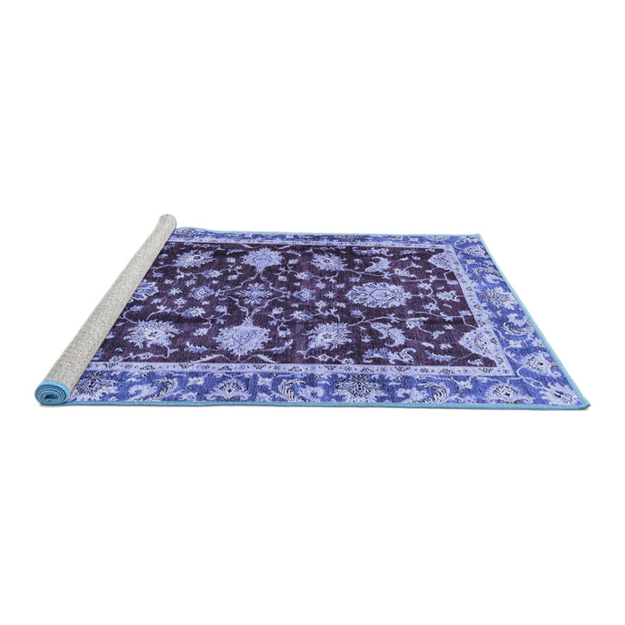 Sideview of Machine Washable Abstract Blue Modern Rug, wshabs3240blu