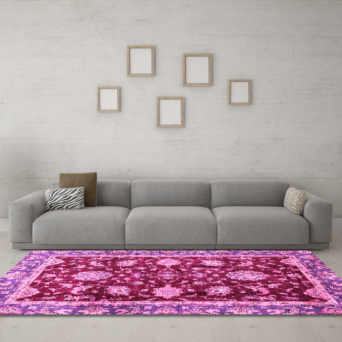 Machine Washable Abstract Pink Modern Rug in a Living Room, wshabs3240pnk