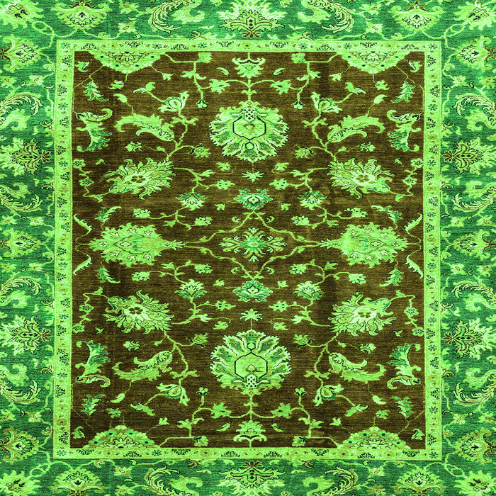 Square Machine Washable Abstract Green Modern Area Rugs, wshabs3240grn